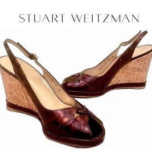 Stuart Weitzman Leopard Wedge Sandals
